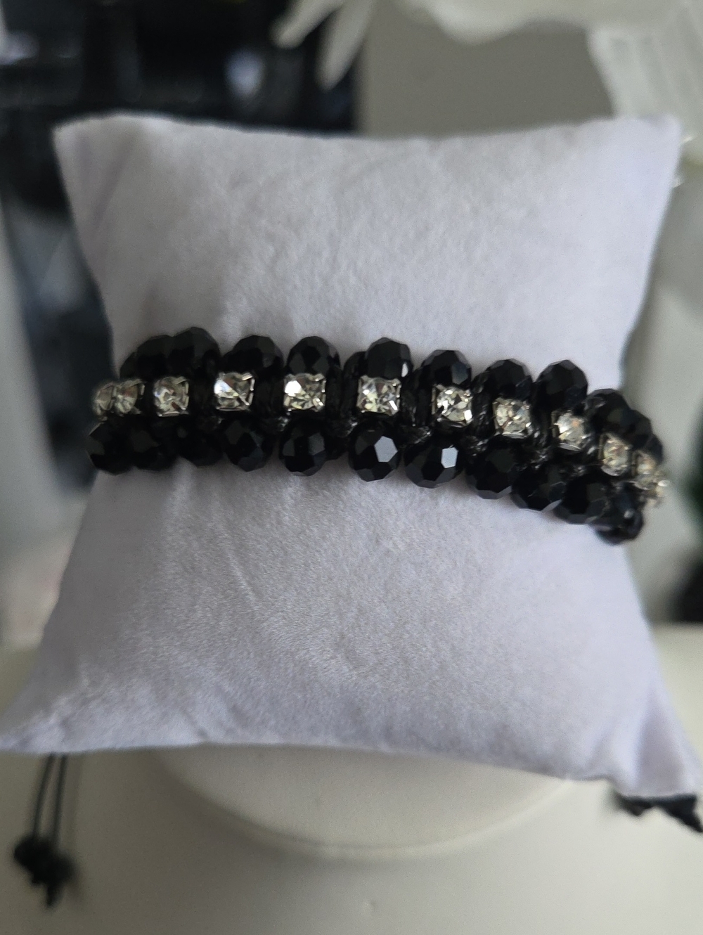 Paparazzi Black Bling Pull String Bracelet NWT